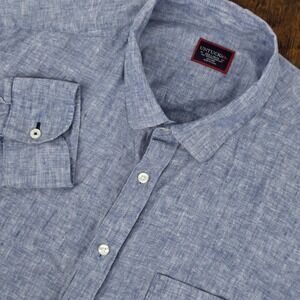 UNTUCKit Long Sleeve Button Up 100% Linen Light Blue Men's 3XLT‎ Wrinkle-Resist